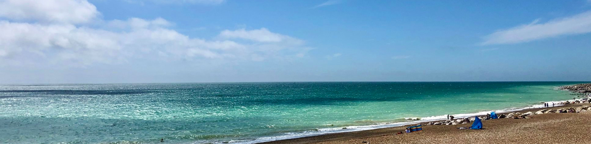 Sunny Lancing Beach in the summer