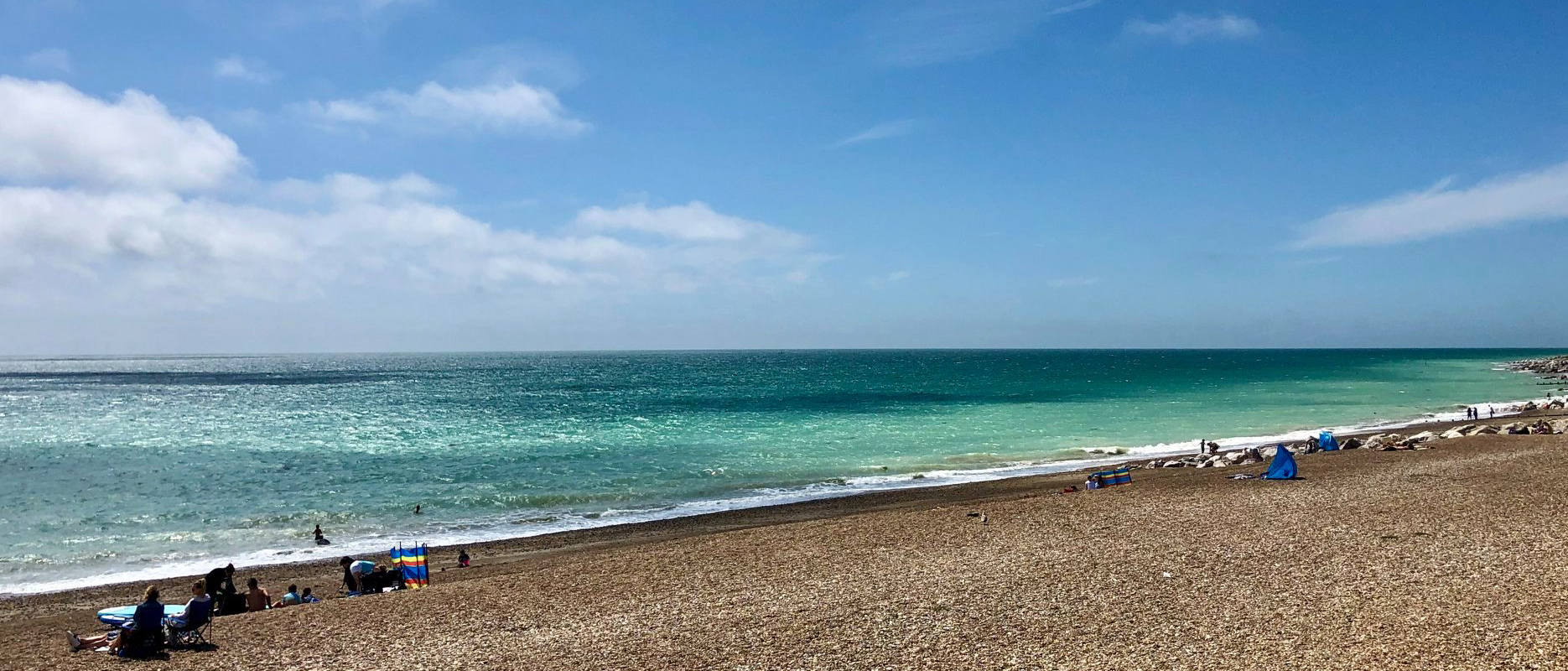 Sunny Lancing Beach in the summer